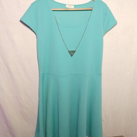 Pinc Dresses & Skirts - Mint Skater Dress with attached necklace